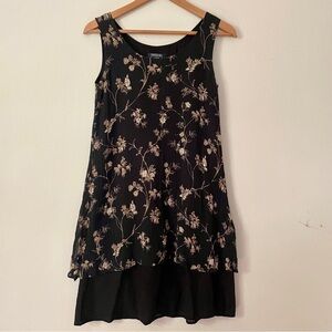 Weekend Max Mara Linen Dress 4 Crepe Black Floral Layered Quiet Luxury Coastal